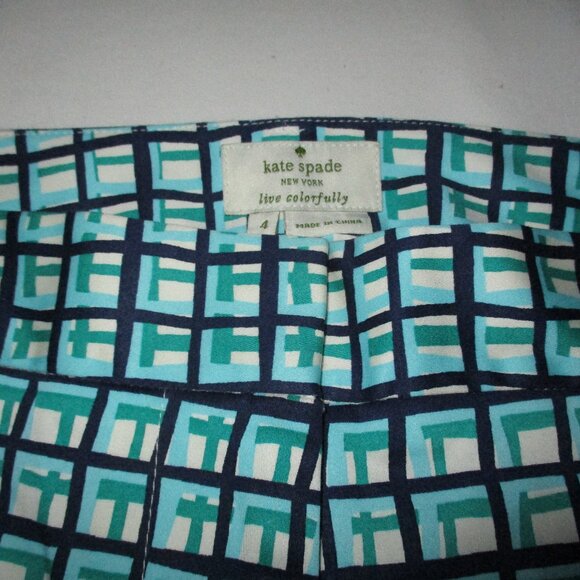 KATE SPADE Teal Abstract Block Pattern Mindy Pants - Picture 6 of 6